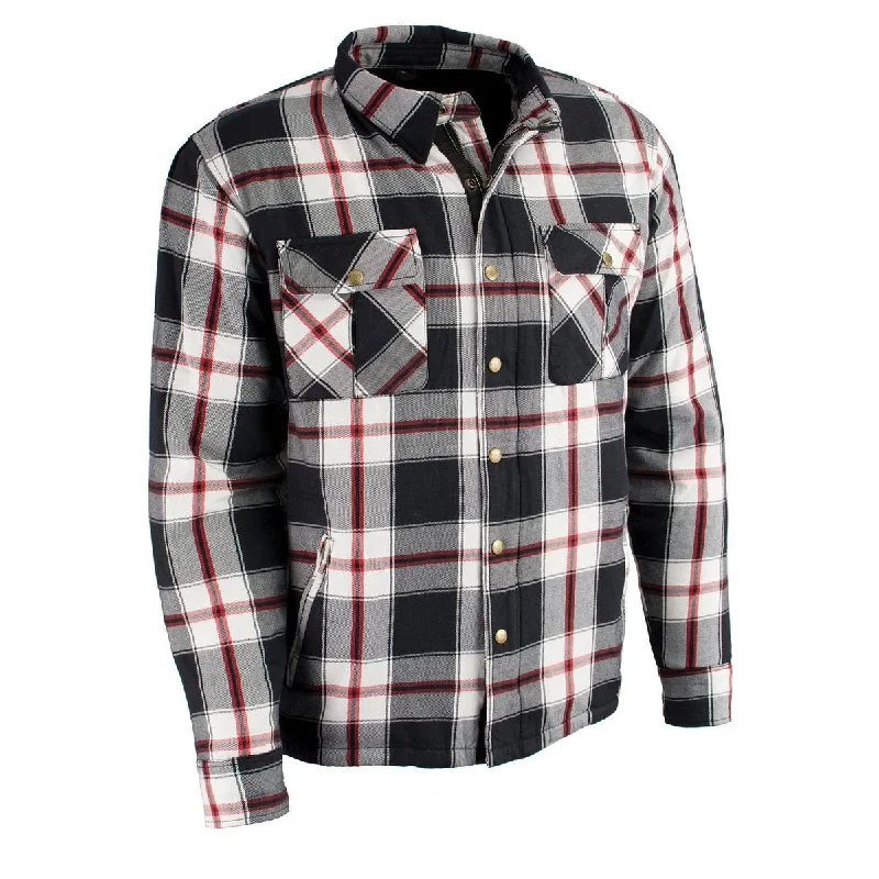 Men's Plaid Flannel Biker Shirt with CE Approved Armor - Reinforced w/ Aramid Fiber