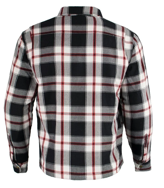 Men's Plaid Flannel Biker Shirt with CE Approved Armor - Reinforced w/ Aramid Fiber