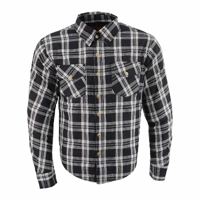 Men's Plaid Flannel Biker Shirt with CE Approved Armor - Reinforced w/ Aramid Fiber