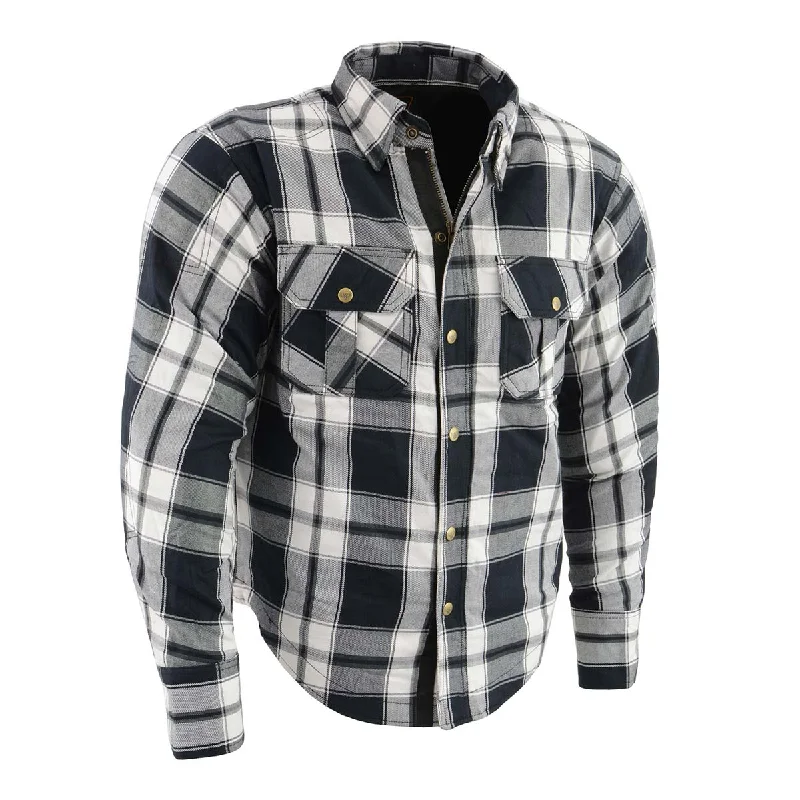 Men's Plaid Flannel Biker Shirt with CE Approved Armor - Reinforced w/ Aramid Fiber