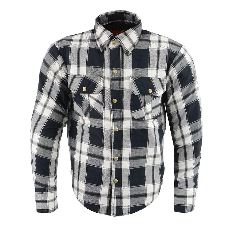 Men's Plaid Flannel Biker Shirt with CE Approved Armor - Reinforced w/ Aramid Fiber