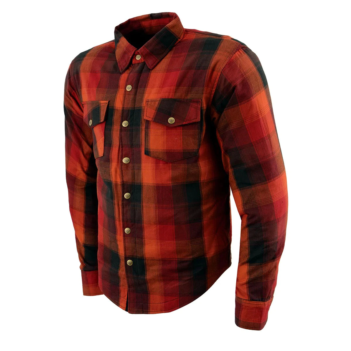 Men's Plaid Flannel Biker Shirt with CE Approved Armor - Reinforced w/ Aramid Fiber