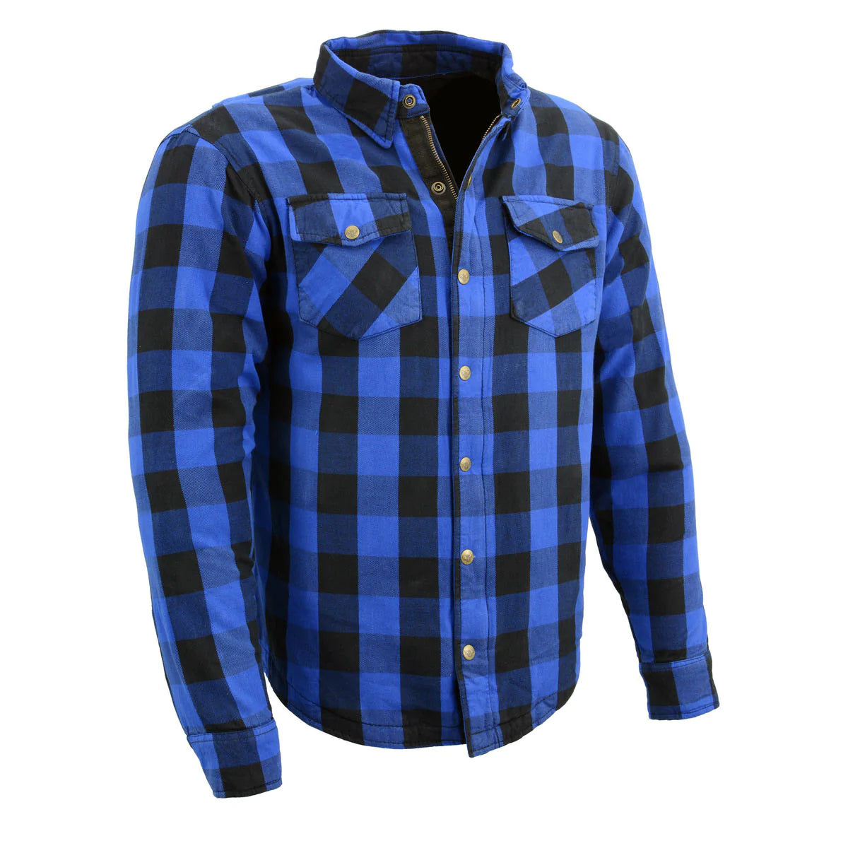 Men's Plaid Flannel Biker Shirt with CE Approved Armor - Reinforced w/ Aramid Fiber