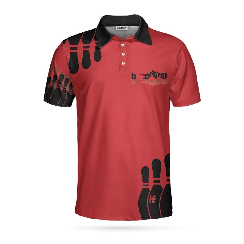 My Mind Is In The Gutter But My Balls Aren'T Bowling Polo Shirt, Funny Red And Black Bowling Polo Shirt For Men Coolspod