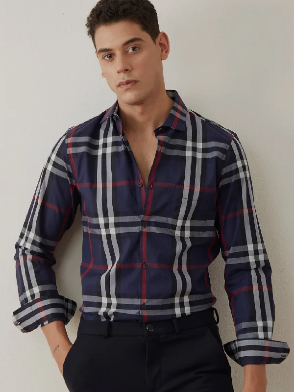 Navy Checks Casual Shirt