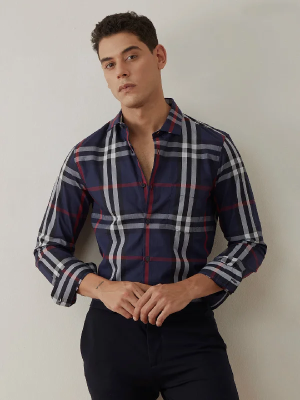 Navy Checks Casual Shirt