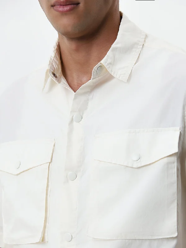 Nuon Off-White Relaxed Fit Cotton Shirt