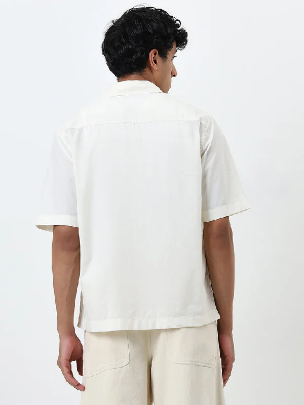 Nuon Off-White Relaxed Fit Cotton Shirt