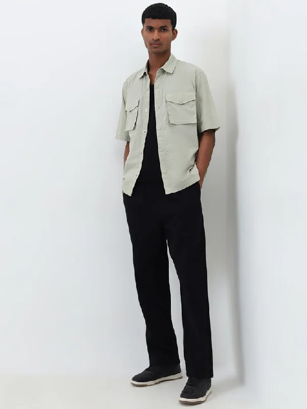 Nuon Sage Solid Relaxed Fit Cotton Shirt