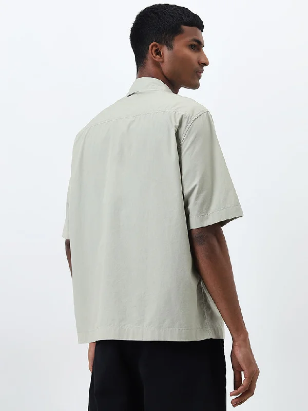 Nuon Sage Solid Relaxed Fit Cotton Shirt