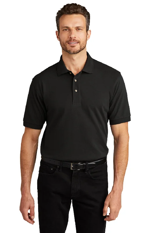 Port Authority Mens Shrink Resistant Short Sleeve Polo Shirt - Black