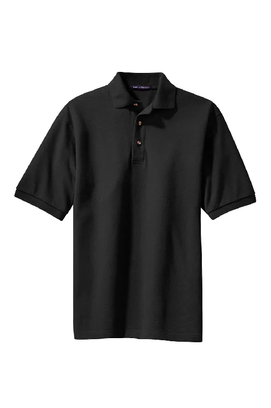 Port Authority Mens Shrink Resistant Short Sleeve Polo Shirt - Black