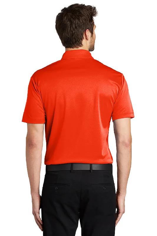 Port Authority Mens Silk Touch Performance Moisture Wicking Short Sleeve Polo Shirt - Neon Orange