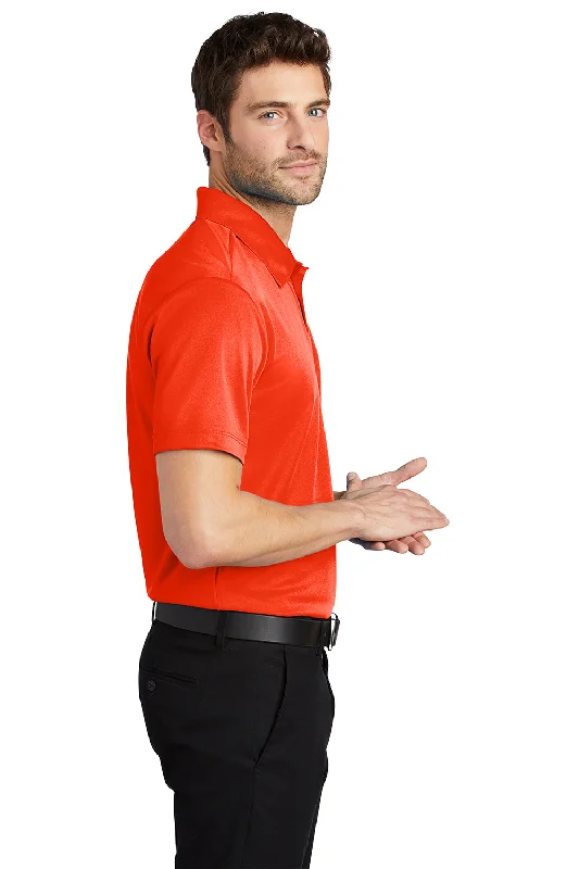 Port Authority Mens Silk Touch Performance Moisture Wicking Short Sleeve Polo Shirt - Neon Orange