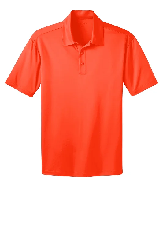 Port Authority Mens Silk Touch Performance Moisture Wicking Short Sleeve Polo Shirt - Neon Orange