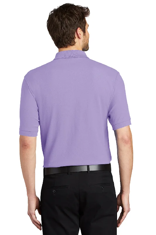 Port Authority Mens Silk Touch Wrinkle Resistant Short Sleeve Polo Shirt - Bright Lavender Purple