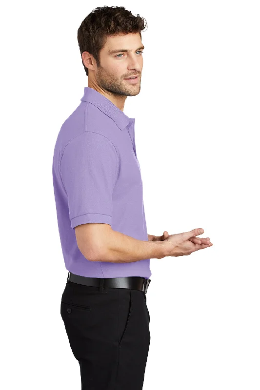 Port Authority Mens Silk Touch Wrinkle Resistant Short Sleeve Polo Shirt - Bright Lavender Purple