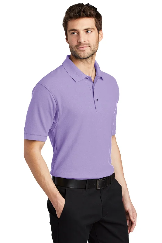 Port Authority Mens Silk Touch Wrinkle Resistant Short Sleeve Polo Shirt - Bright Lavender Purple