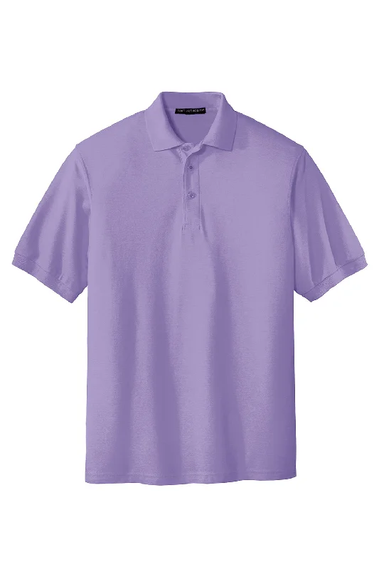 Port Authority Mens Silk Touch Wrinkle Resistant Short Sleeve Polo Shirt - Bright Lavender Purple