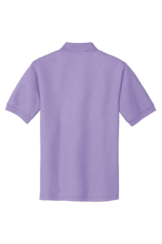 Port Authority Mens Silk Touch Wrinkle Resistant Short Sleeve Polo Shirt - Bright Lavender Purple