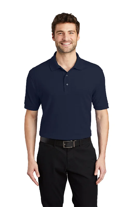 Port Authority Mens Silk Touch Wrinkle Resistant Short Sleeve Polo Shirt - Navy Blue