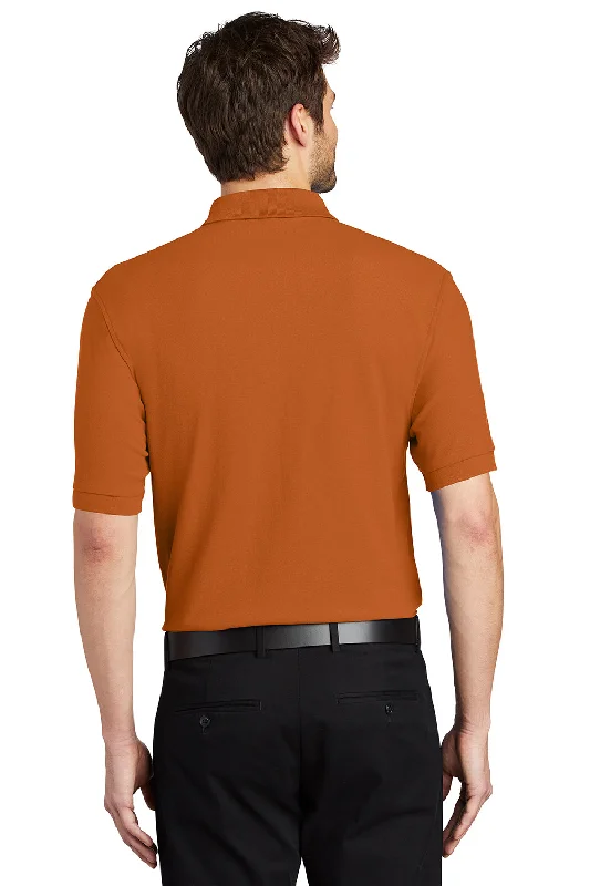 Port Authority Mens Silk Touch Wrinkle Resistant Short Sleeve Polo Shirt - Texas Orange