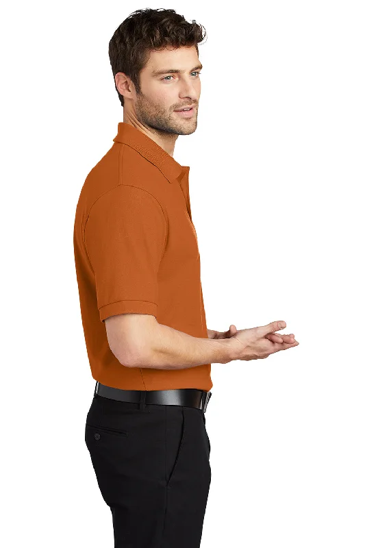 Port Authority Mens Silk Touch Wrinkle Resistant Short Sleeve Polo Shirt - Texas Orange