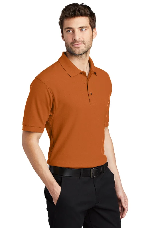 Port Authority Mens Silk Touch Wrinkle Resistant Short Sleeve Polo Shirt - Texas Orange