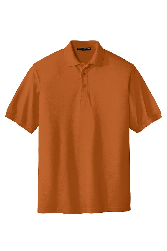 Port Authority Mens Silk Touch Wrinkle Resistant Short Sleeve Polo Shirt - Texas Orange