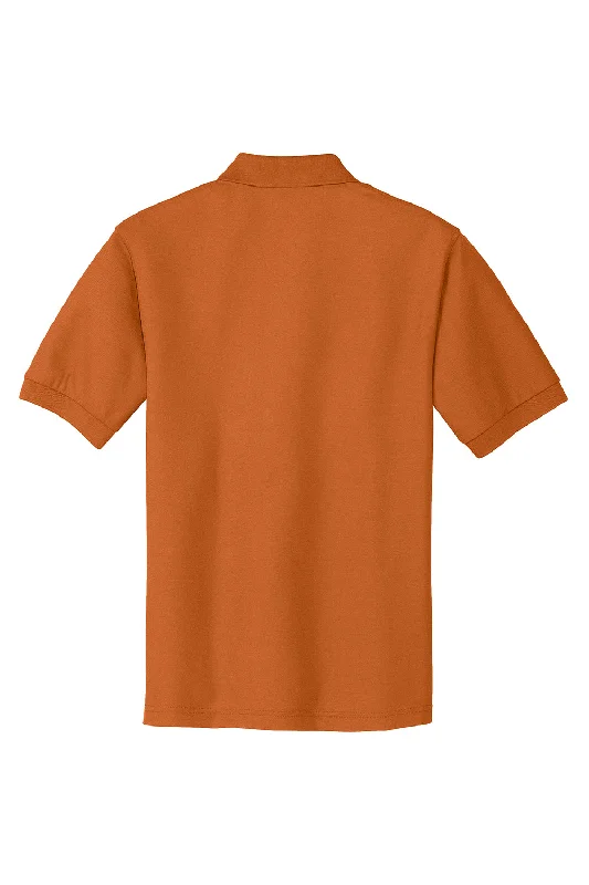 Port Authority Mens Silk Touch Wrinkle Resistant Short Sleeve Polo Shirt - Texas Orange