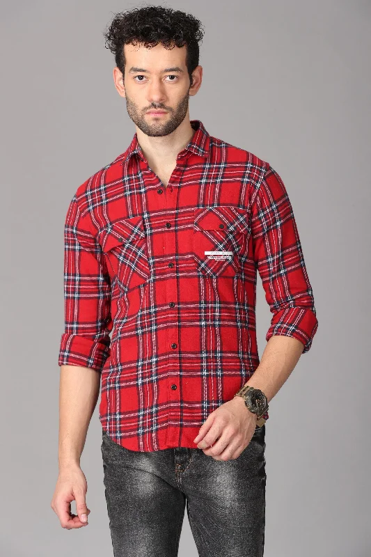 Red Check Printed Shirt