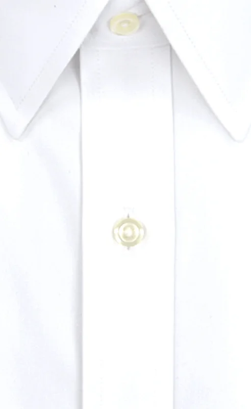 Slim Fit White Solid Point Collar Supima® Cotton Non-Iron Pinpoint Oxford Dress Shirt