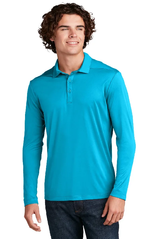 Sport-Tek Mens Moisture Wicking Long Sleeve Polo Shirt - Sapphire Blue