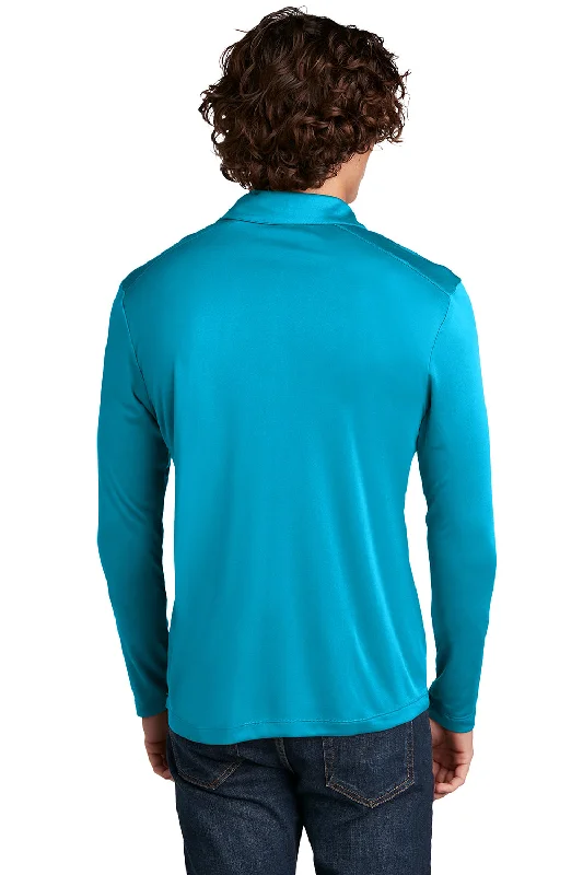 Sport-Tek Mens Moisture Wicking Long Sleeve Polo Shirt - Sapphire Blue