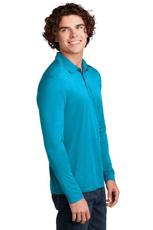 Sport-Tek Mens Moisture Wicking Long Sleeve Polo Shirt - Sapphire Blue