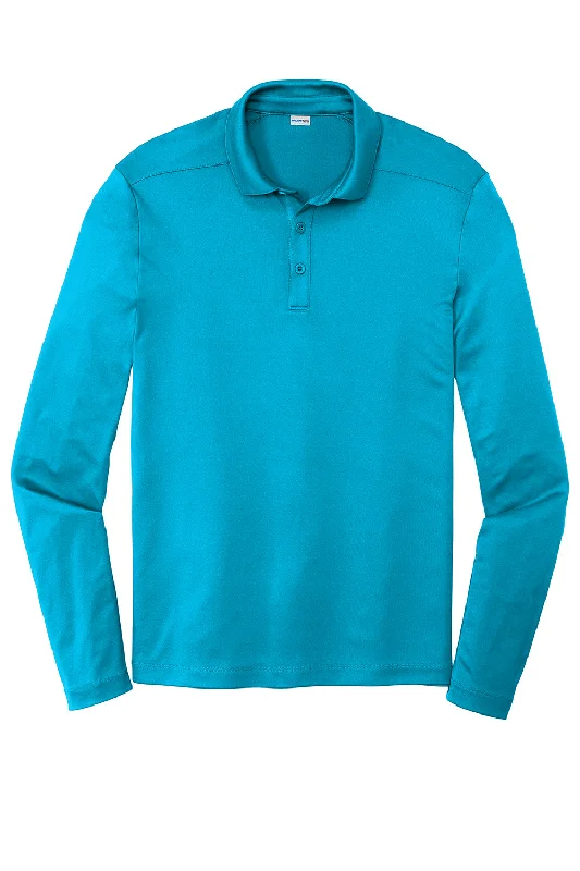 Sport-Tek Mens Moisture Wicking Long Sleeve Polo Shirt - Sapphire Blue