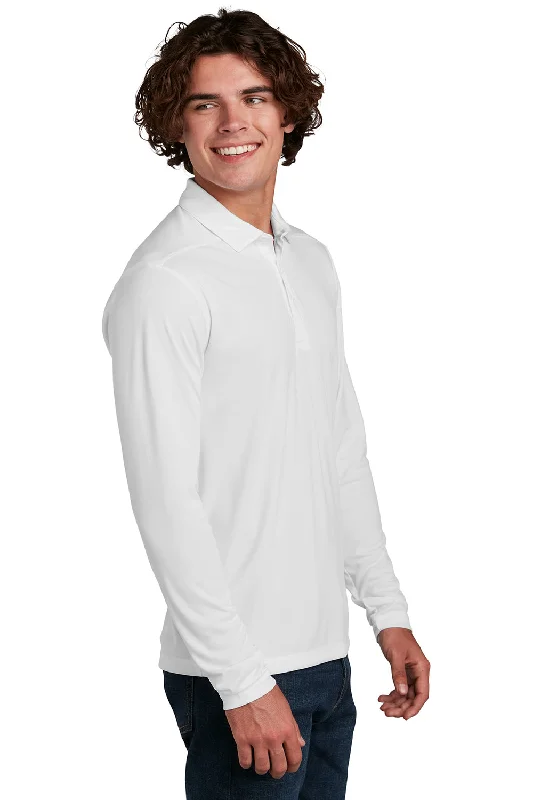 Sport-Tek Mens Moisture Wicking Long Sleeve Polo Shirt - White