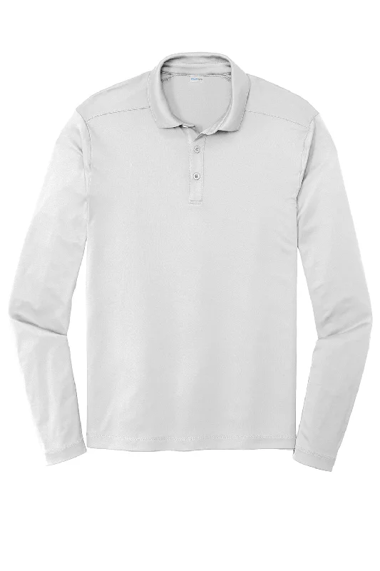 Sport-Tek Mens Moisture Wicking Long Sleeve Polo Shirt - White