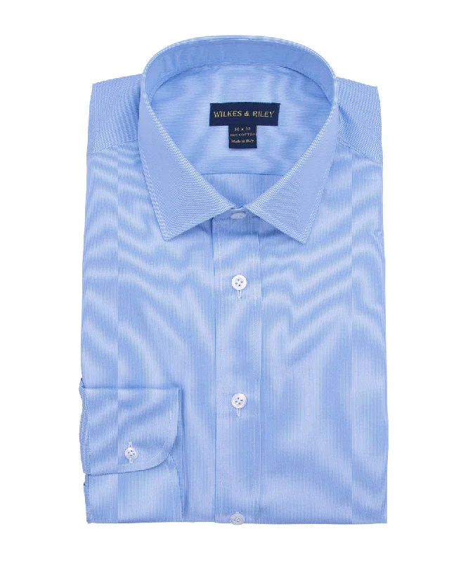 Tailored Fit Fineline Stripe w/ White Ground Spread Collar Dress Shirt