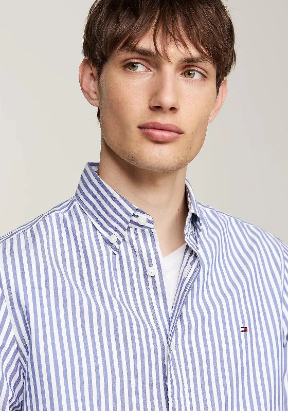 Tommy Hilfiger Flex Poplin Stripe Shirt, Mid Blue