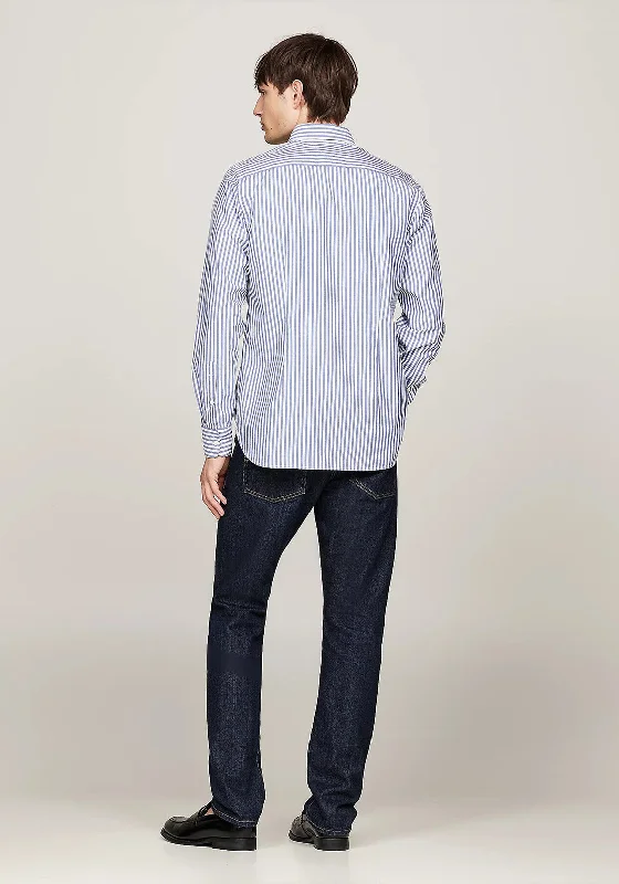 Tommy Hilfiger Flex Poplin Stripe Shirt, Mid Blue