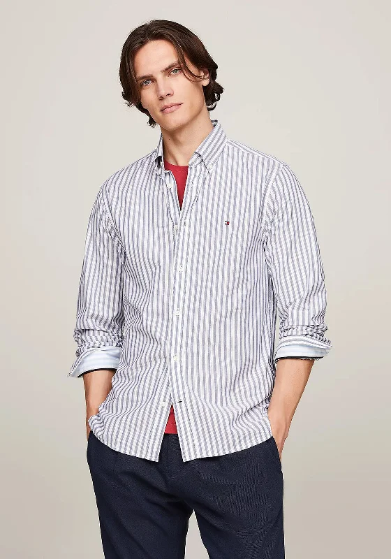 Tommy Hilfiger Natural Soft Poplin Stripe Shirt, Aegean Sea