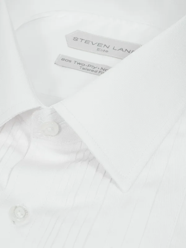 Pleated Tuxedo Shirt | French Cuff | Classic Collar | White Sateen Weave