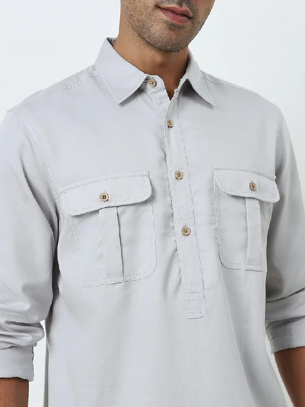 WES Casuals Light Grey Relaxed-Fit Shirt