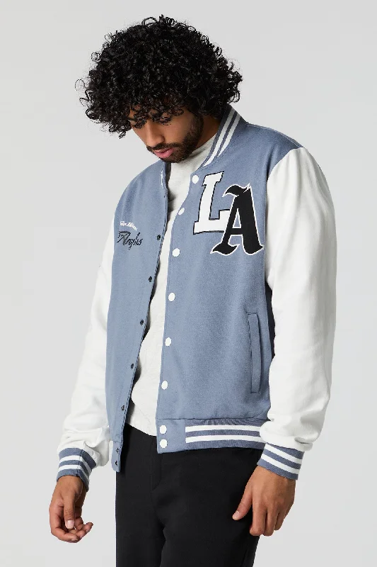 Embroidered Fleece Varsity Jacket