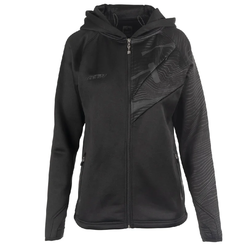 509  Black Womens Tech Front Zip Hoodie Water Resistant Snowmobile Hooded