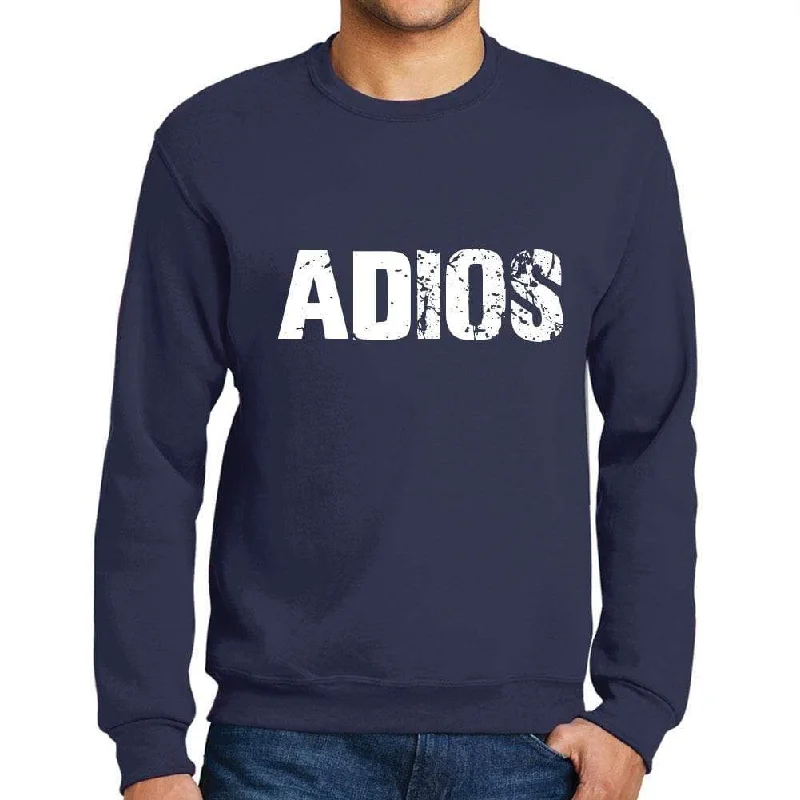 Men's Printed Graphic Sweatshirt Popular Words ADIOS French Navy