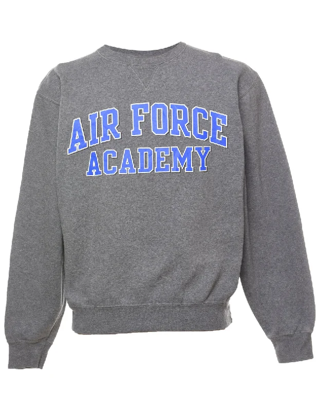 Air Force Academy Grey & Blue Printed Sweatshirt - S