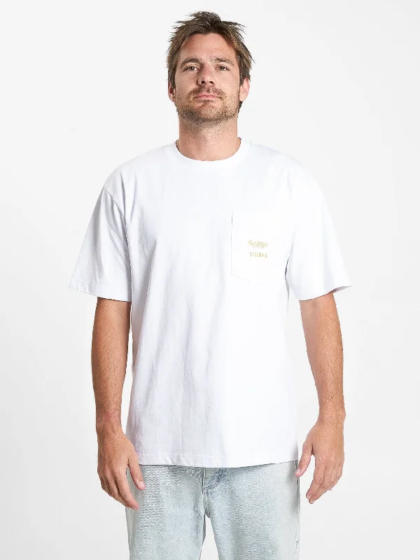 Allpress X Thrills Great Minds Drink Alike Oversize Pocket Tee - White