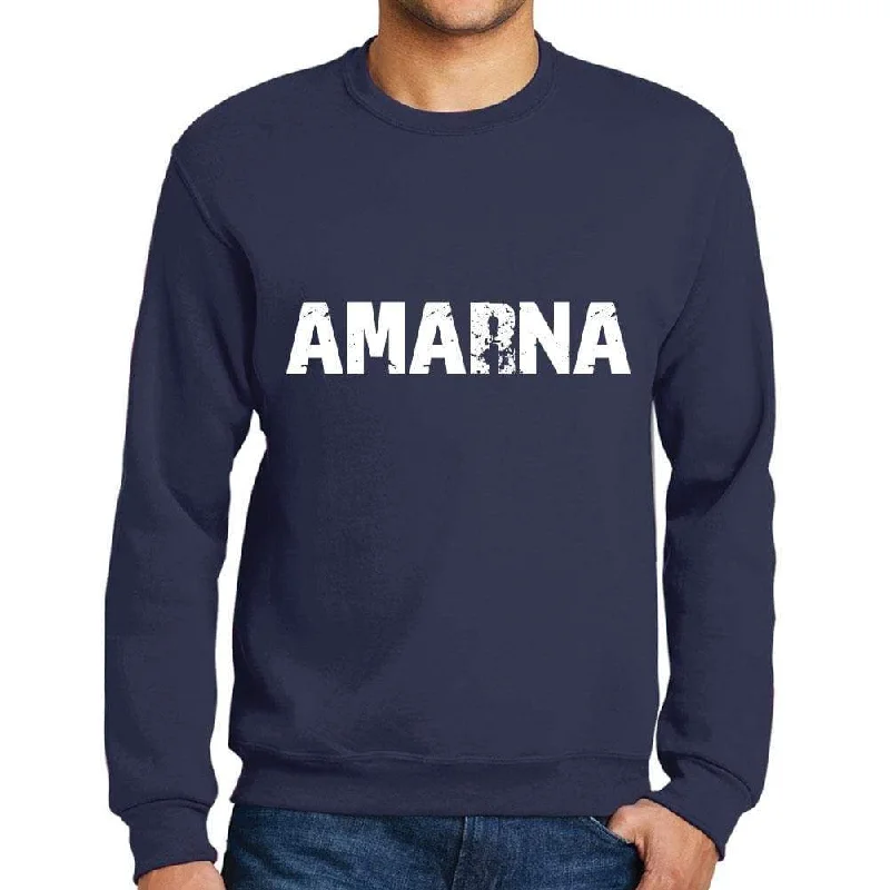 Men's Printed Graphic Sweatshirt Popular Words AMARNA French Navy